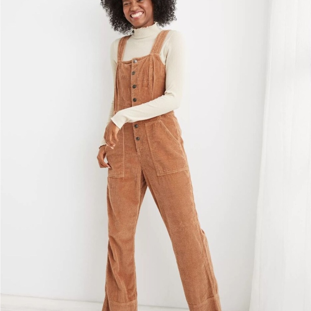 Aerie kick flare corduroy overalls